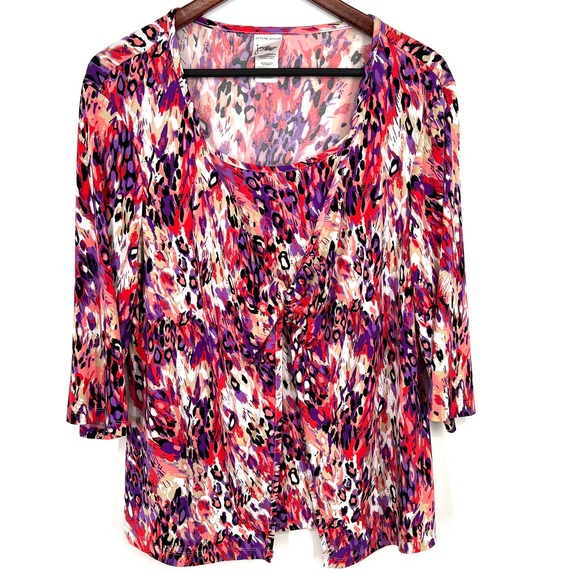 Just My Size Tops - NWOT JMS Just My Size Plus 2X 18W 20W Stretchy Pink Purple Blouse Shirt Top